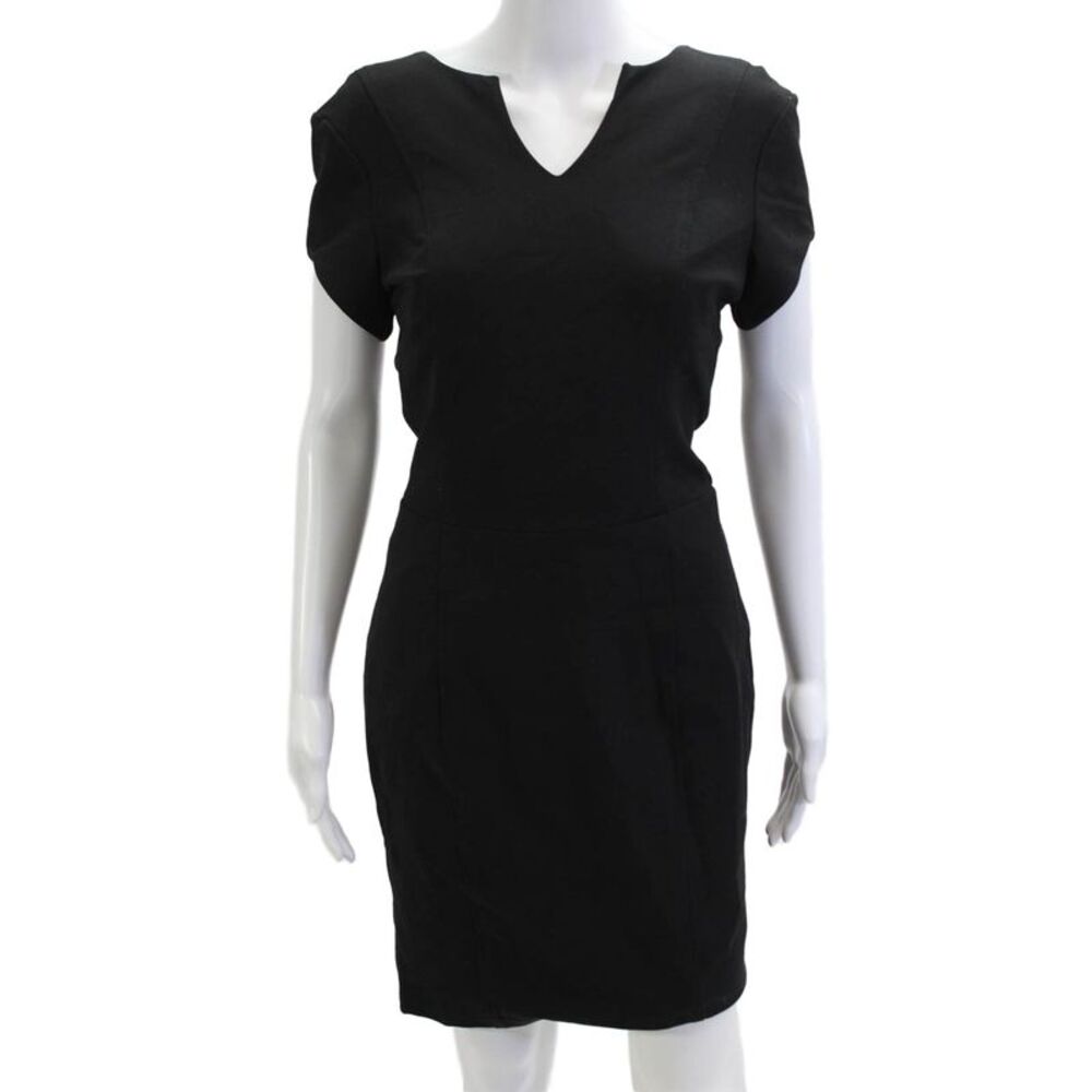 Project Gravitas Women Sheath Dress Black V Neck Short Sleeve Knee Size 4